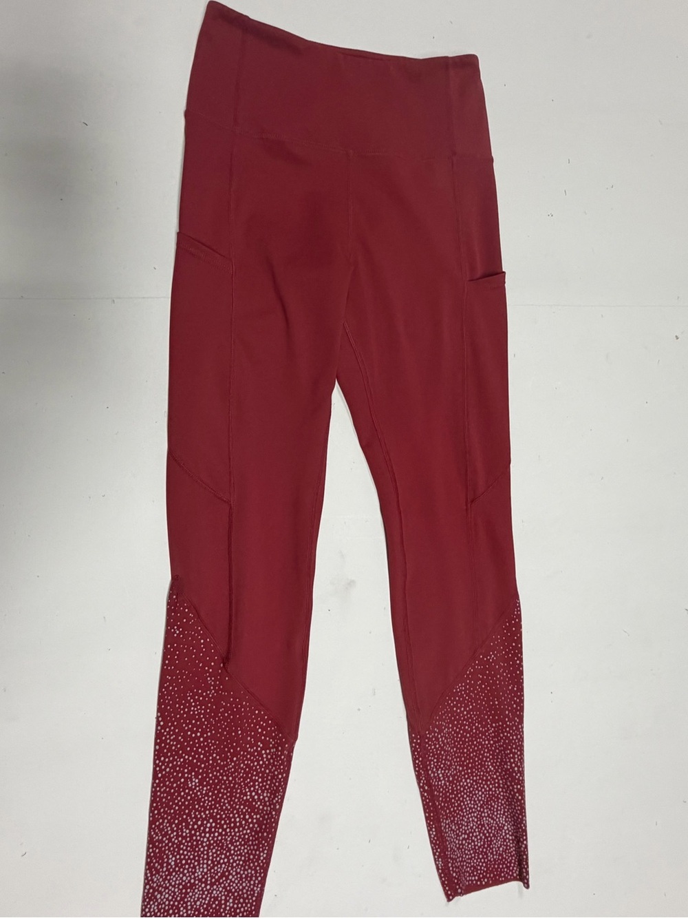 ZYIA Maroon High-Waist Leggings with Sparkle Hem
